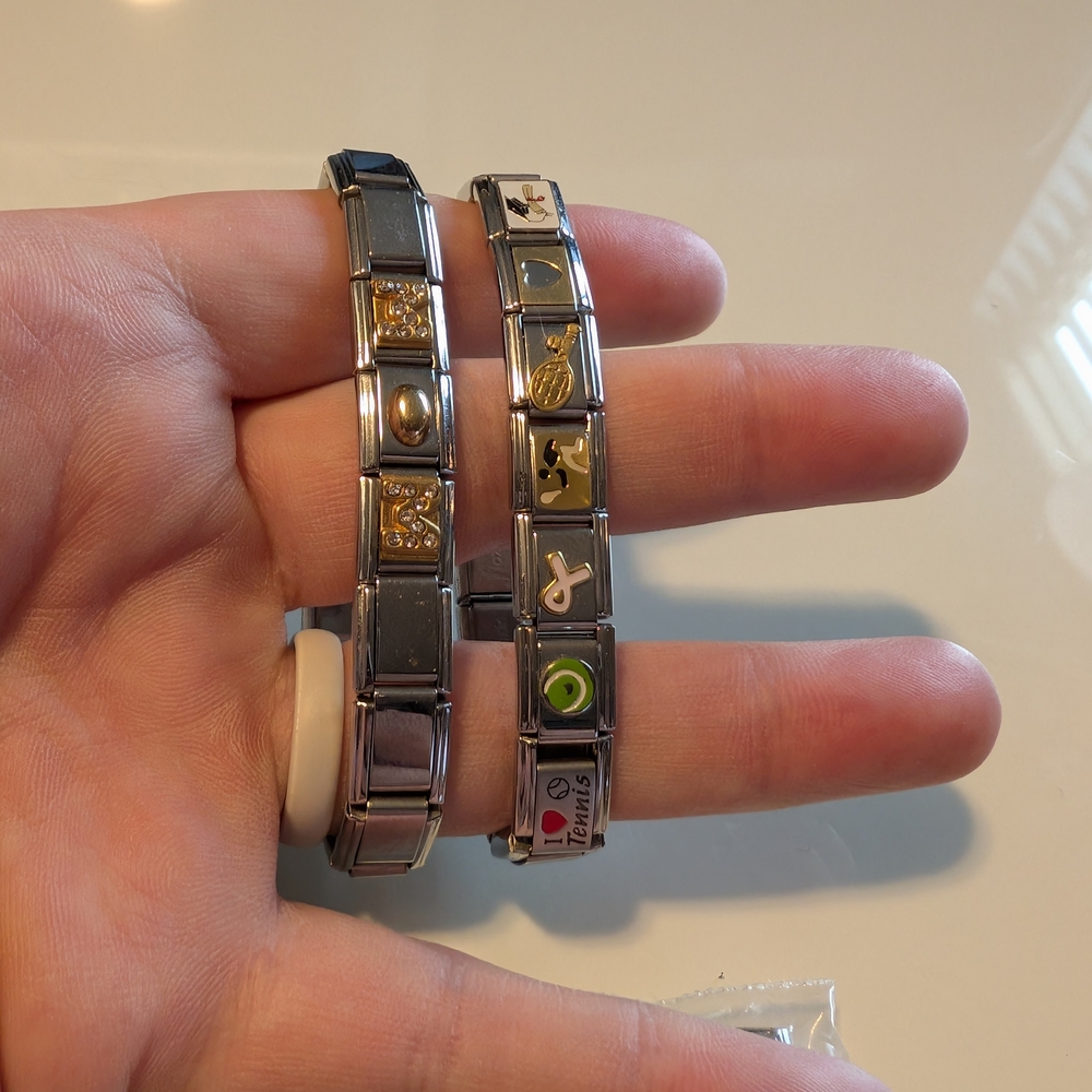 2 Stainless Steel Stretch Charm Bracelet